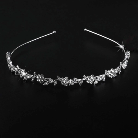 Elegant Silver Rhinestone Flower Headband Bridal Wedding Hair Accessories Alloy Floral Petal Hair Band For Women Jewelry