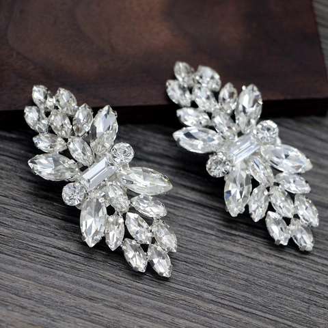 Elegant Rhinestone Shoe Clips Bridal Wedding Crystal Floral Leaf Shoe Decorations For Women High Heels Gold Silver Alloy Accessories