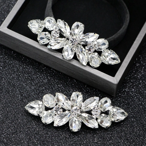 Fibbia per Scarpe in Lega d'Argento con Strass Fiore Foglia Clip per Scarpe da Sposa Accessori per Sposa Donna Tacchi Alti
