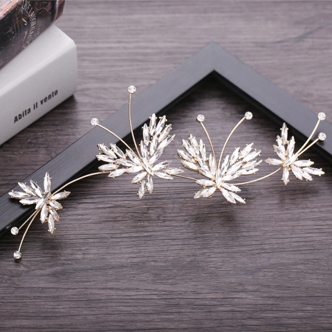 Fermaglio per Capelli da Sposa Coreano Oro Farfalla Elegante Marquise Strass Cristallo Fermaglio Laterale per Donna Gioielli