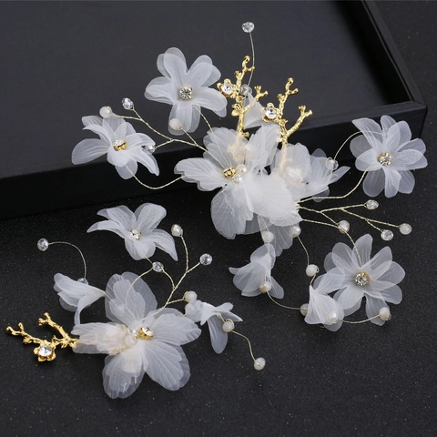 Pinzas Cabello Boda Coreana Flor Bosque Diamantes Imitación Perla Artificial Horquillas Damas Honor Joyas Cabello