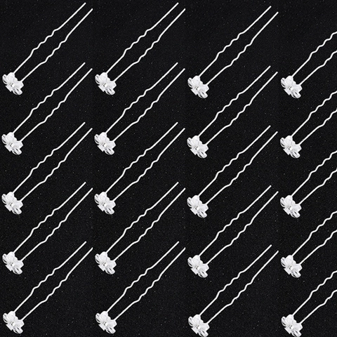 Vintage Alloy Flower U-Shaped Hair Pins Silver Tone Rhinestone Bridal Wedding Hair Styling Accessories Elegant Headpiece