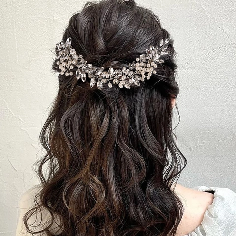 Fascia per Capelli da Sposa in Argento Fatta a Mano Con Strass e Künstliche Perle Eleganti Accessori per Capelli per Donna Matrimonio
