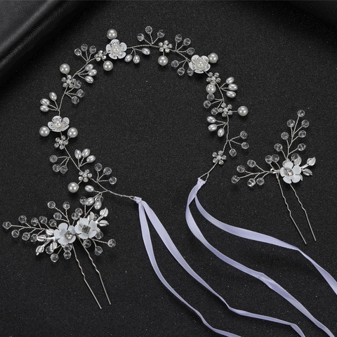 Eleganter Legierung Blume Braut Stirnband Haarnadel Set Mit Künstlicher Perle Strass Hochzeit Haarschmuck Für Damen Schmuck