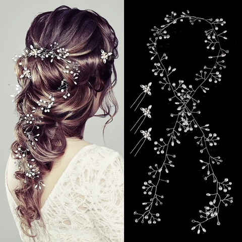 Lujoso Juego de Enredadera para el Cabello de Novia Con 3 Horquillas Aleación Perla Artificial Strass Tocado para Boda Mujer