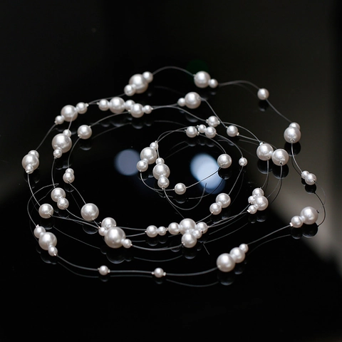 Bridal Artificial Pearl Hairband Forest Style Sweet Minimalist White Beaded Hair Accessory For Wedding Party Women