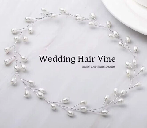 Fatto a Mano Sposa Perla Artificiale Vite per Capelli Matrimonio Accessorio per Capelli Filo Argento Floreale Fascia per Sposa Damigelle Donna Gioielli