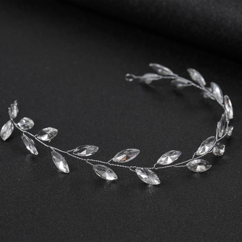Enredadera de Pelo de Novia Hecha a Mano Con Hojas de Diamantes de Imitación Diadema de Boda Mujer Oro Plata Alambre