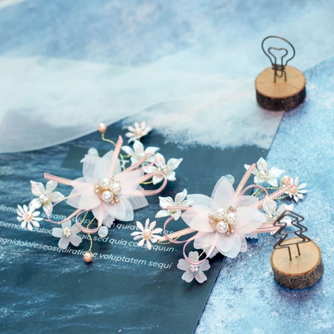 Horquilla Floral Dulce para Niñas Perla Artificial Diamantes de Imitación Malla Mariposa Pinza para el Pelo Accesorios de Boda Fiesta Niños Decoración