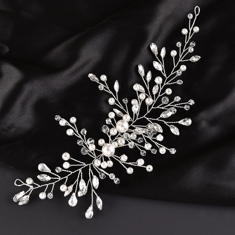Handgemachtes Braut Haarband Nachahmung Künstliche Perle Strass Hochzeit Kopfband Gold Silber Kristall Floral Haarschmuck Damen