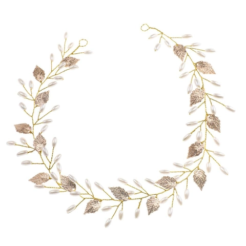 Damen Elegant Legierung Blatt Braut Stirnband Mit Kunstperle Dekorativ Haarranke Kopfschmuck Für Hochzeit Party Schmuck
