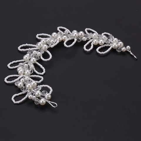 Elegante Enredadera de Pelo para Boda de Perla Artificial Hecha a Mano para Mujer Diadema de Novia de Alambre de Plata Accesorios