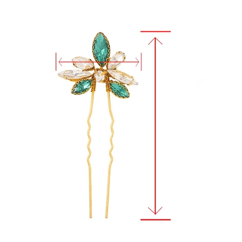 Vintage Alloy Rhinestone U-Shaped Hair Stick Elegant Floral Crystal Hair Pin For Women Bridal Wedding Party Hair Accessories