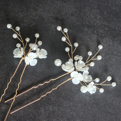 Stile Foresta Perla Artificiale Fiore Forcina per Capelli Elegante Lega di Sposa Gioielli per Matrimonio Accessori per Donna Fotografia Copricapo