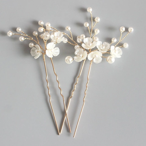 Waldstil Künstliche Perle Blume Haarstab Elegant Legierung Haarnadel Braut Hochzeit Schmuck Zubehör Für Damen Fotografie Kopfschmuck