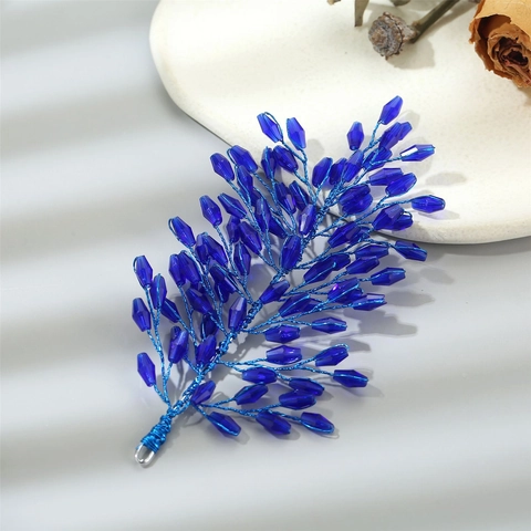Accessori per Capelli Fatti a Mano in Vetro di Cristallo con Perline Design a Ramo Foglia per Matrimonio Sposa Donna Gioielli
