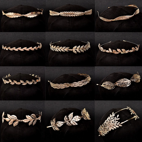 Vintage Griechischer Lorbeerblatt Haarreif Gold Legierung Metall Haarband Für Damen Hochzeit Party Haarschmuck Kopfschmuck