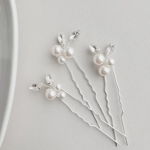 Handgefertigte Künstliche Perlen Strass U-Förmige Haarnadeln Braut Hochzeit Accessoires Elegante Florale Haarstyling-Tools Für Damen
