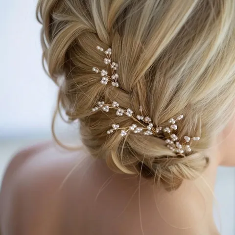 Handmade Artificial Pearl Hair Pins U-Shaped Metal Vine Hair Sticks Bridal Wedding Crystal Floral Hair Fork Women Hair Accessories