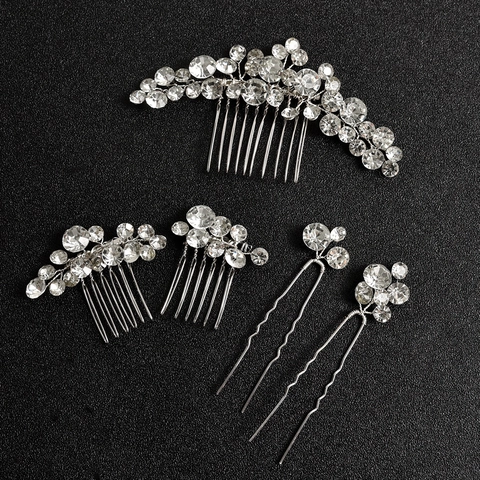 Handmade Rhinestone Bridal Hair Comb Collection Alloy Silver Wedding Headpiece For Bride Bridesmaids Women Hair Accessories