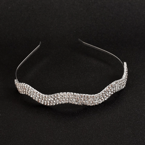 Mode Legierung Strass Wellen Haarreif Silber Metall Haarreif Elegant Braut Hochzeit Party Haarschmuck Für Damen