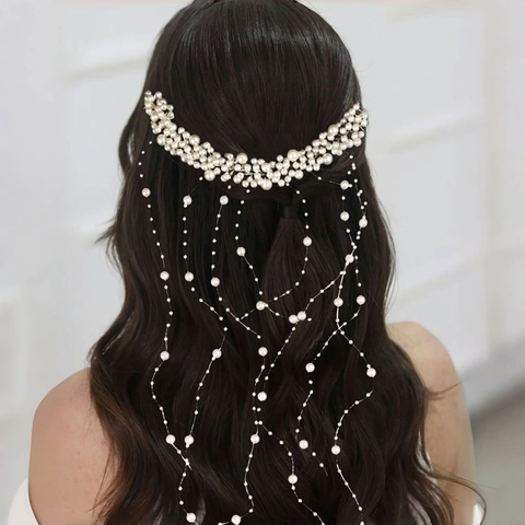 Elegante Pettine per Capelli Sposa Fatto a Mano con Nappine di Perle Artificiali in Lega Accessorio per Matrimonio Donna Gioielli Festa