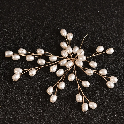 Accesorio para el Cabello de Novia Hecho a Mano Oro Plata Aleación Perla Artificial Rama Horquilla Boda Fiesta Mujer