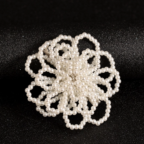 Handgefertigter Perlen 3D Kunstperlen Blumen Haarclip Weiß Krokodilklemme Braut Hochzeit Damen Eleganter Haarschmuck