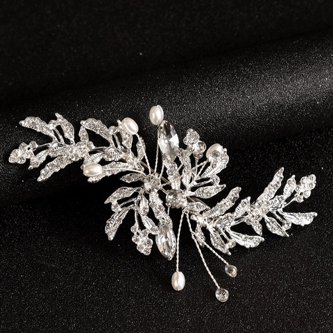 Elegante Spilla a Foglia e Fiore in Lega Argento Con Strass E Künstliche Perle Per Matrimonio Sposa Banchetto Festa Donna Gioielli Accessorio