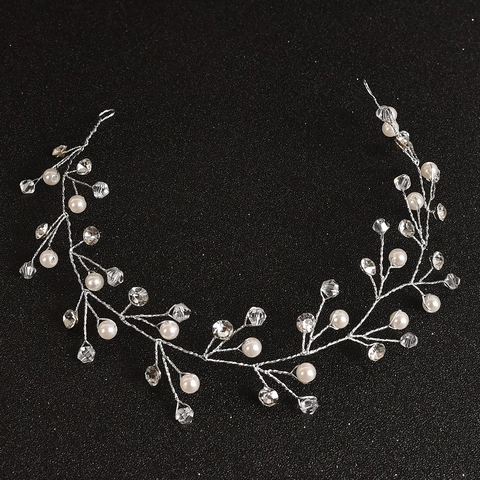 Enredadera de Pelo Nupcial de Aleación con Perla Artificial y Strass para Mujer Diadema Floral Elegante Accesorios Pelo Boda