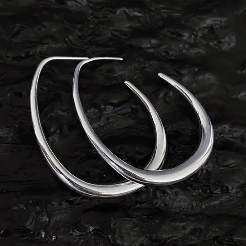 Orecchini a Cerchio in Rame con Perno in Argento Sterling 925 Ovali Geometrici a Forma di C Orecchini d'Argento Minimalisti Donna