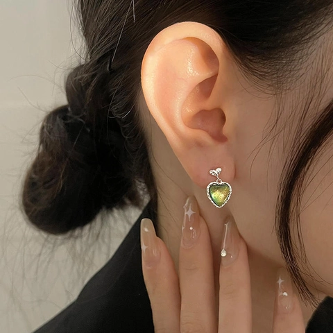 Aurora Katzenauge Herz Ohrstecker Für Damen Farbverlauf Mermaid Herz Ohrringe Mit 925 Sterlingsilber Ohrstecker Stift Schmuck