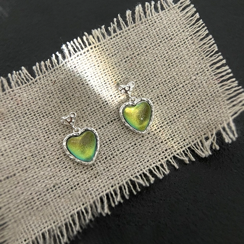 Aurora Katzenauge Herz Ohrstecker Für Damen Farbverlauf Mermaid Herz Ohrringe Mit 925 Sterlingsilber Ohrstecker Stift Schmuck