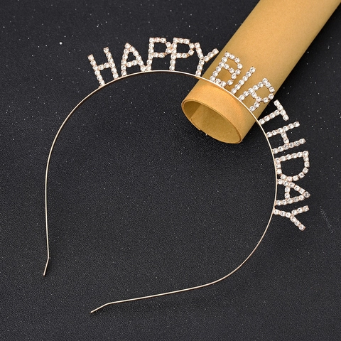 Cerchietto Happy Birthday Con Lettere Di Strass In Lega Oro Argento Tiara Per Donna Festa Di Compleanno Celebrazione Accessori Per Capelli Regalo