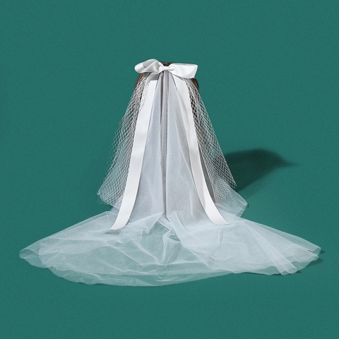 Eleganter Weißer Doppelschichtiger Brautschleier Mit Satinschleife Vintage Vogelkäfig Netz Langer Tüll Hochzeits Haarschmuck Damen