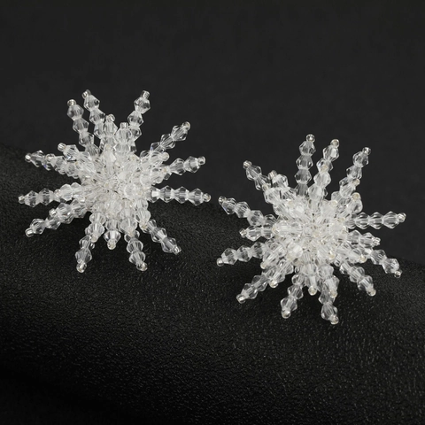 Orecchini a Bottone a Flocon di Neve in Cristallo Fatti a Mano Con Nappina a Stella Eleganti Gioielli da Sposa in Lega Per Festa