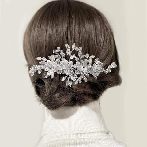 Elegant Silver Color Wire Handmade Crystal Bridal Hair Comb Wedding Hair Jewelry Accessories For Women Party Headpiece