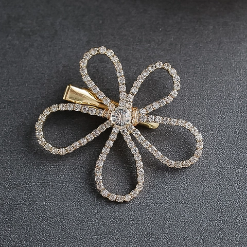 Elegante Molletta per Capelli in Lega con Fiore di Strass per Donna Accessori per Capelli da Sposa Clip Laterale Oro