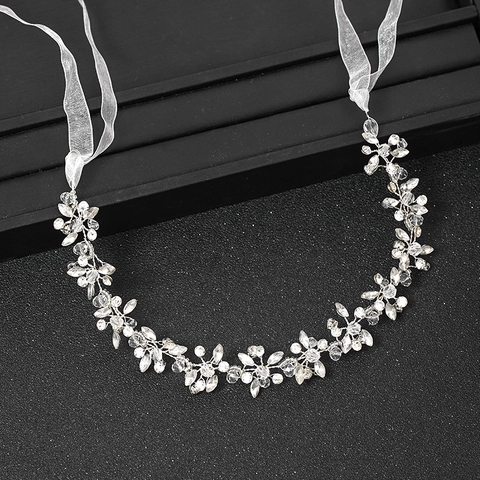 Tralcio per Capelli da Sposa Fatto a Mano in Cristallo e Strass Con Nastro in Organza Cerchietto Marquise per Matrimonio Festa Donna Gioielli