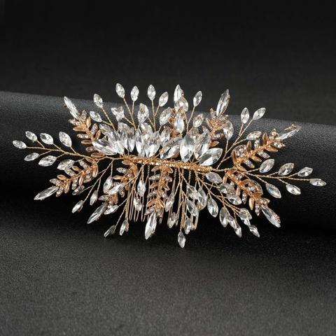 Bridal Wedding Hair Comb Alloy Rhinestone Crystal Side Comb For Women Headpiece Vintage Party Jewelry Accessories