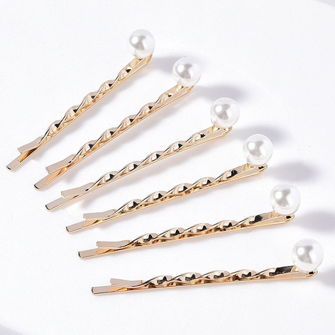 Eleganti Fermagli per Capelli con Künstliche Perle Lega Placcata Oro Torsione Forcine Minimaliste Sposa Matrimonio Accessori Capelli Donna
