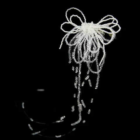 Elegant White Artificial Pearl Bow Hair Clip With Tassel Rhinestone Crystal Wedding Bridal Hair Accessory For Women