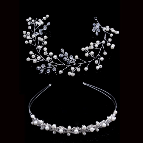 Bridal Wedding Hair Accessories Alloy Artificial Pearl Rhinestone Hairband Hair Vine Floral Elegant Headpiece For Women