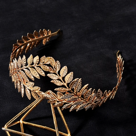 Cerchietto Corona di Foglie di Metallo Barocco Oro Argento Tiara di Alloro Greco-Romana Per Matrimonio Festa Accessori Per Capelli Donna