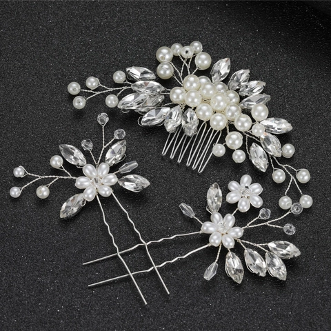 Accessori per Capelli da Sposa in Lega con Künstliche Perle e Cristalli Oro Argento Pettine per Capelli e Forcine Donna Gioielli