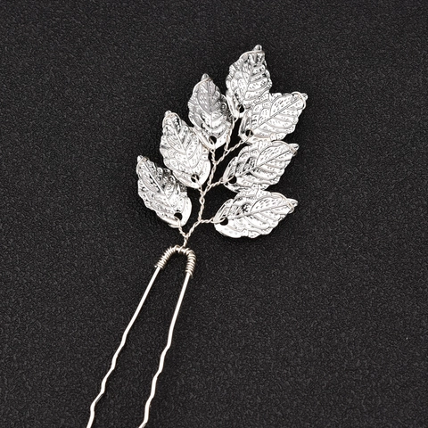 Barok Legering Blad U-Vormige Haarspelden Goud Zilver Elegant Bruid Bruiloft Feest Haarstokjes Hoofddeksels Voor Vrouwen