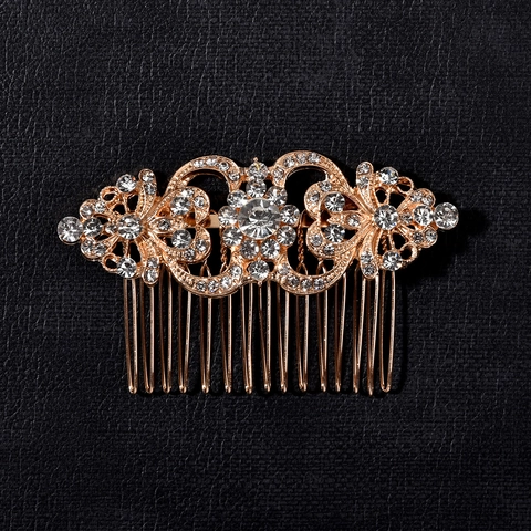 Vintage Legierung Strass Künstliche Perle Hochzeit Haarkamm Für Damen Braut Elegant Haarschmuck Gold Silber Hohl Blume Haarteil Bankett Party Schmuck