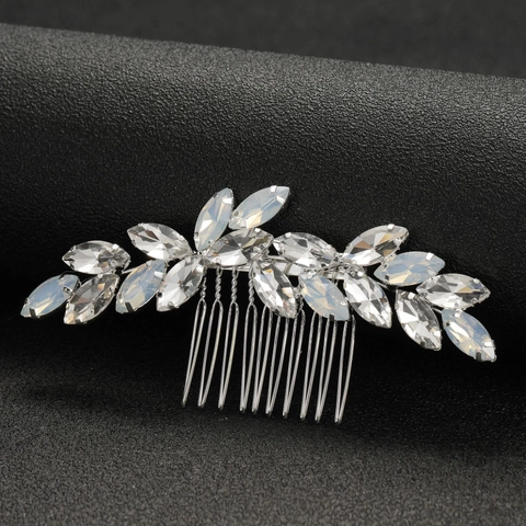 Elegante Pettine per Capelli con Strass Marquise Lega Oro Argento Foglia Sposa Copricapo Matrimonio Accessori Capelli Donna Gioielli