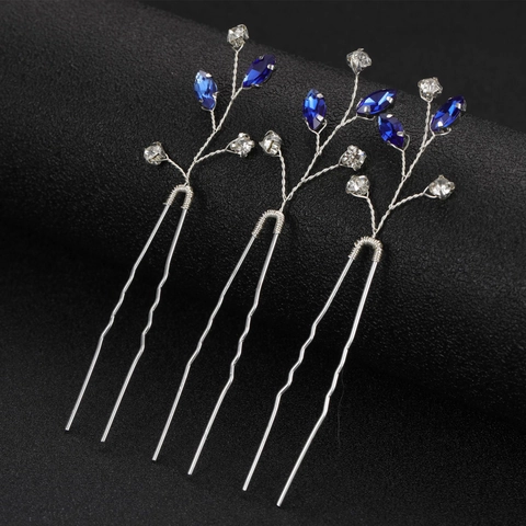 Forcine per Capelli da Sposa a Forma di U in Lega con Strass a Forma di Ramo e Foglia Oro Argento Accessori per Capelli Donna