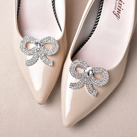 Clip per Scarpe con Fiocco in Strass Rimovibili in Lega e Cristallo Decorazioni per Scarpe da Sposa Donna Festa